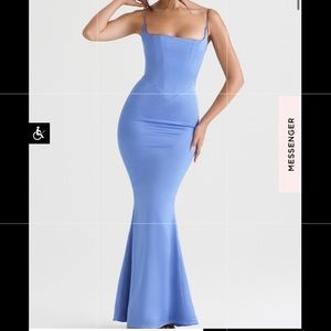 COPY - HOUSE OF CB OLIVETTE PERIWINKLE SATIN CORSET MAXI DRESS (only worn once)